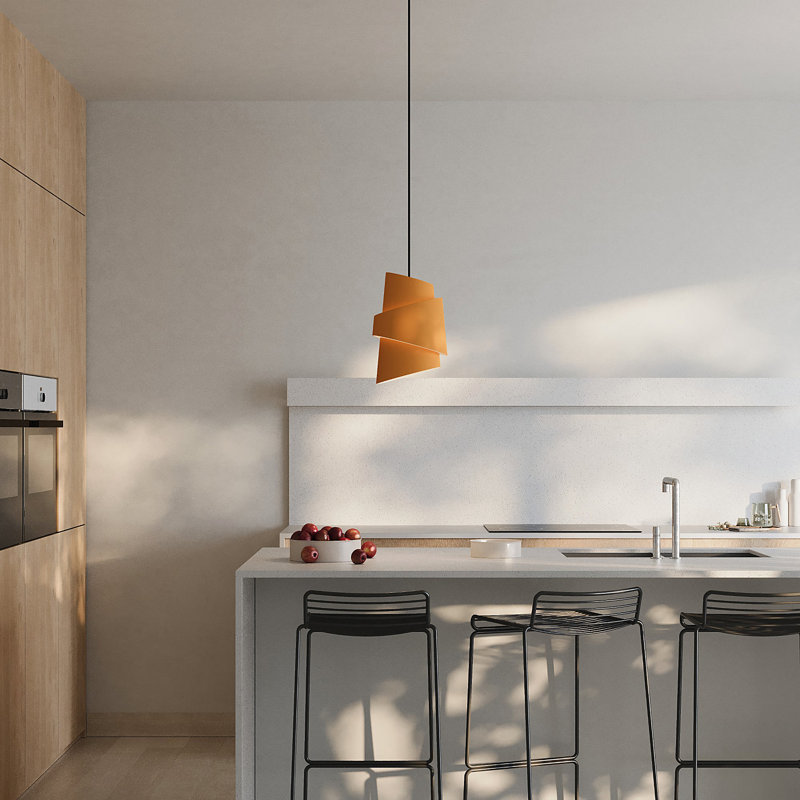 Croissant Pendant Light, Black, Persimmon