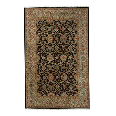 Wool Oriental Area Rug in Black/Yellow/Red