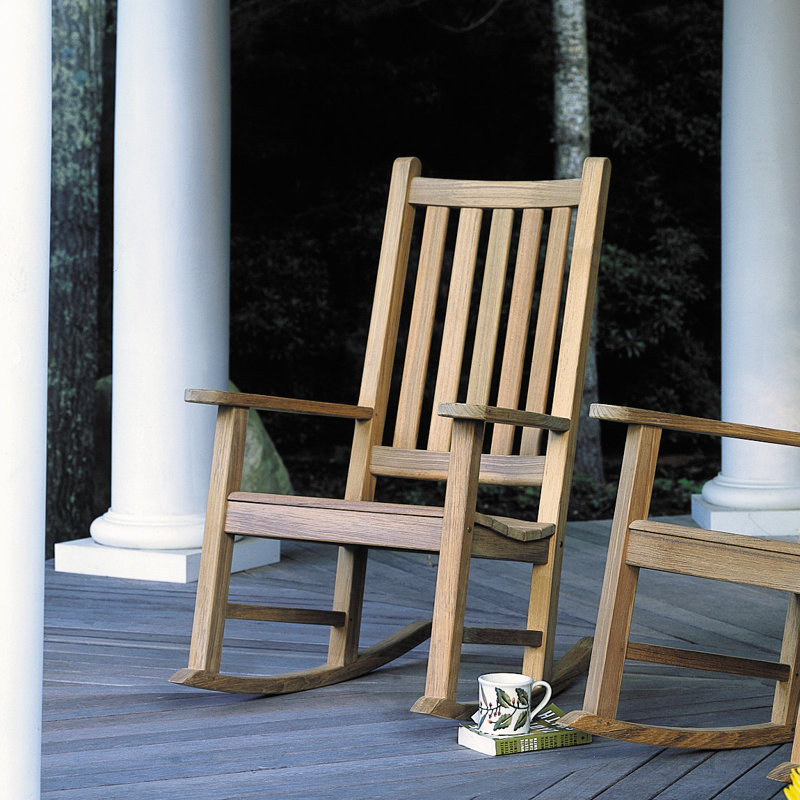 Charleston Teak Outdoor Rocker Chair, Ash