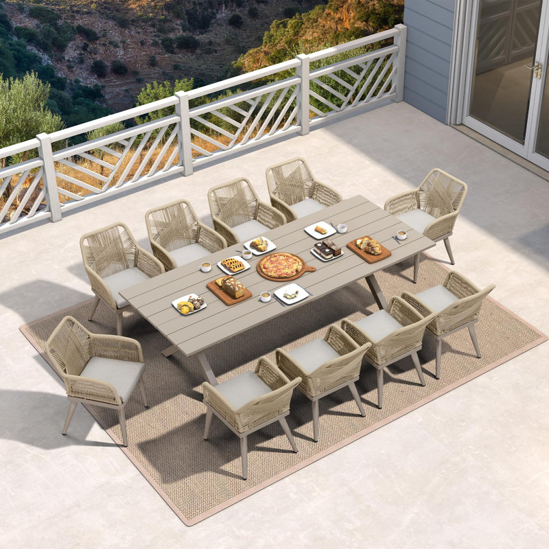 10 - Person Patio Dining Set with Rectangular Table , Cushions Included