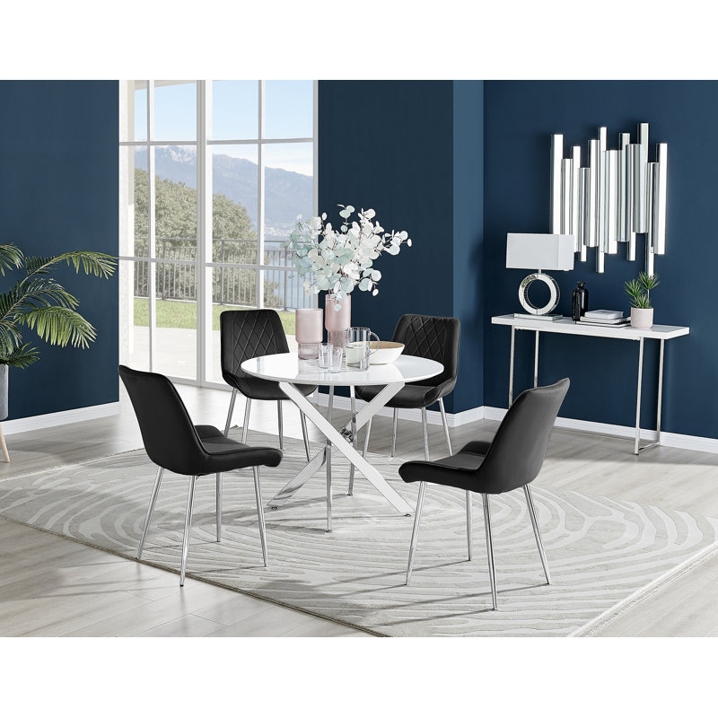 Eubanks 4 - Person Dining Set, Black/Silver