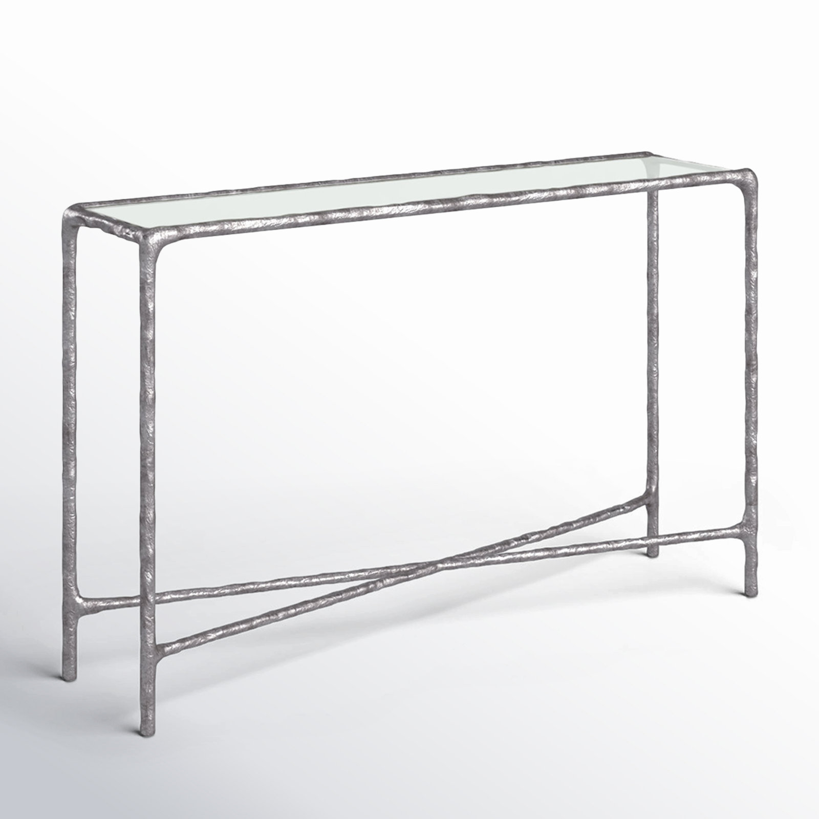 Evelynn 48'' Console Table, Silver, Clear