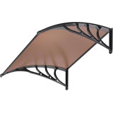 Auvent de porte de fenêtre en polycarbonate brun avec support noir