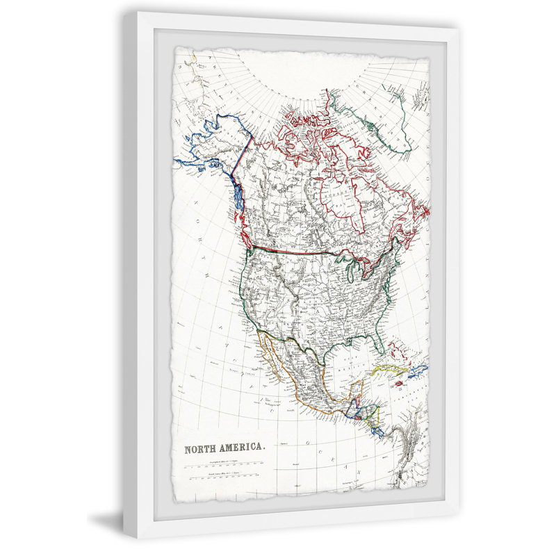 Carte de l’Amérique du Nord par Williston Forge-reproduction de photo encadrée, H 30 po x l 20 po x P 1,5 po