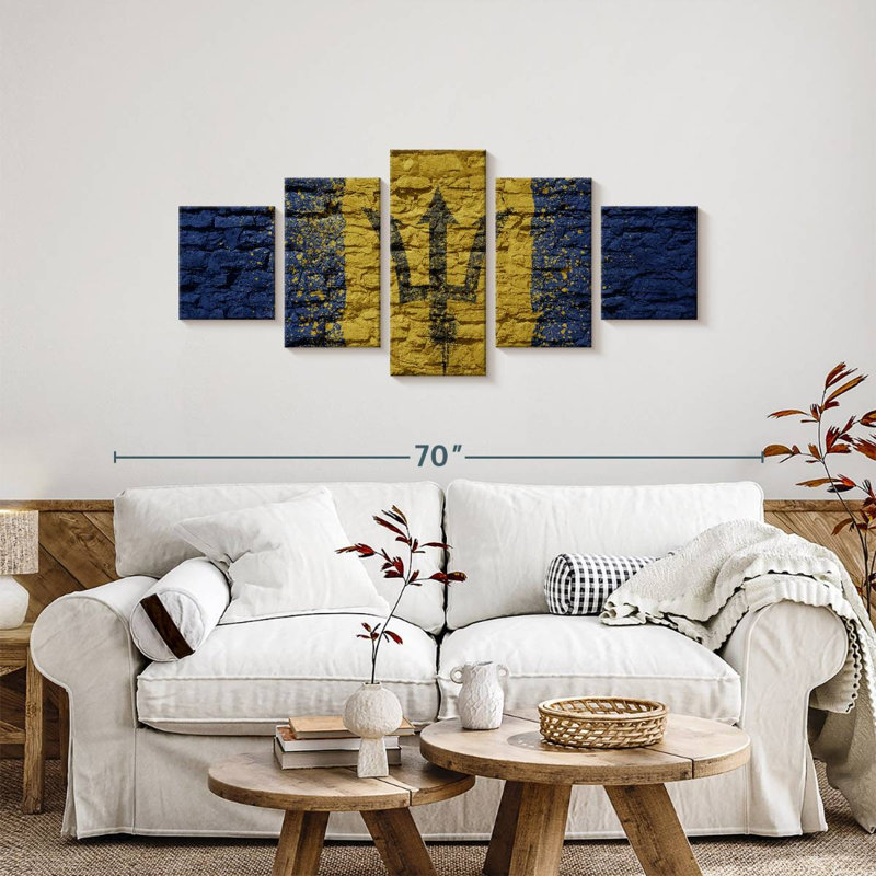 Drapeau de la Barbade en brique texturée, H 24 po x l 55 po