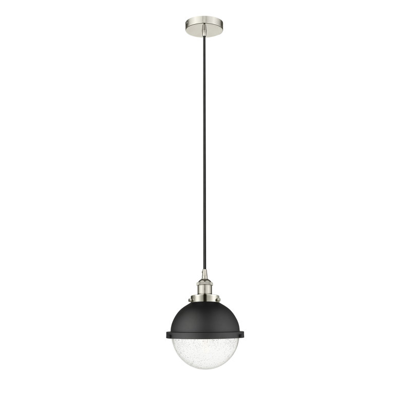 Luminaire suspendu simple à 1 lumière Laklyn, Bullé, H 12,5 po x l 9 po x P 9 po, Nickel poli