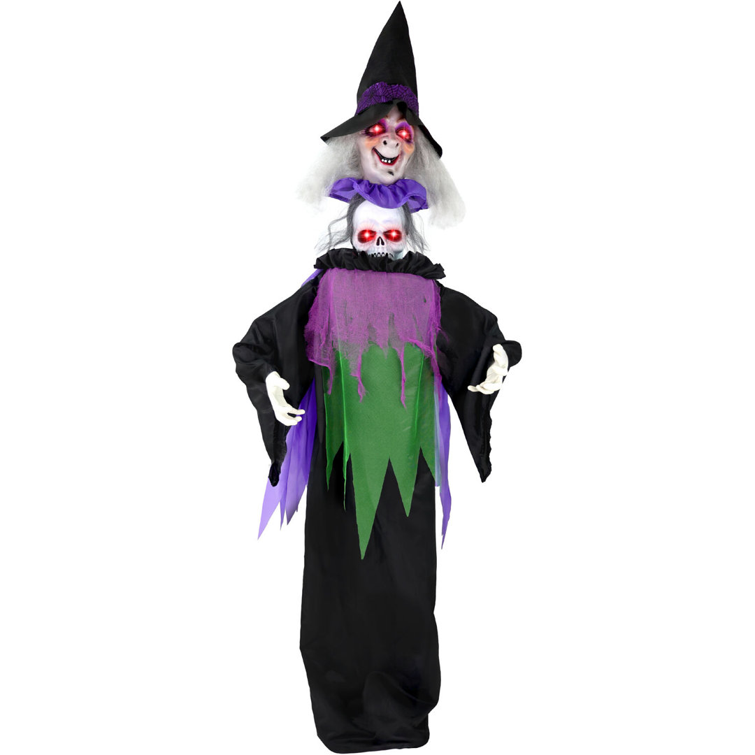 Witches and Wizards Haunted Hill Farm 6 Ft. Scary Talking Witch Halloween Animatronic with Touch Activated Lights and Sound Haunted Hill Farm