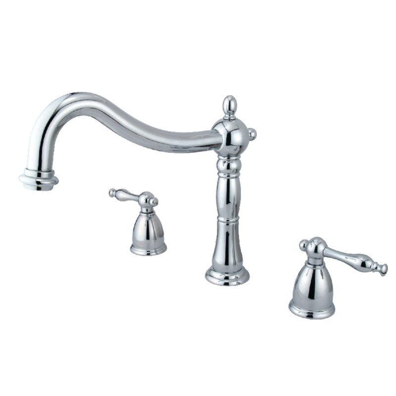 Kingston Brass Naples Two-Handle 3-Hole Deck Mount Roman Tub Faucet, Polished Chrome