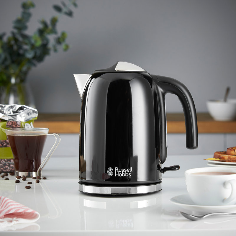 Russell Hobbs Electric Kettle 1.7L Coloured Stainless Steel, Black