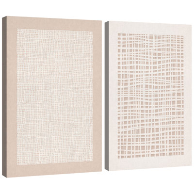 «Neutral Abstract Grid», reproduction de giclée sur toile encadrée 2 pièces