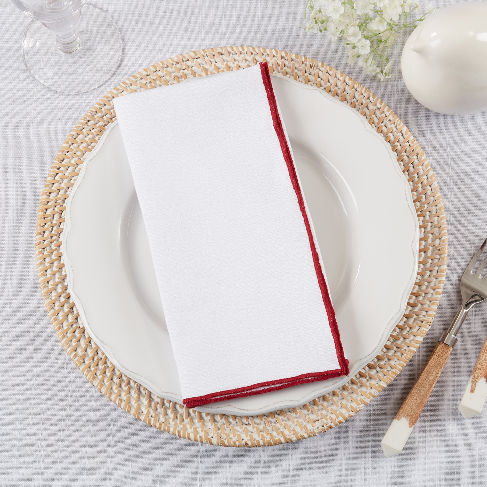 Dartmouth Linen No Pattern Square Napkin, Red
