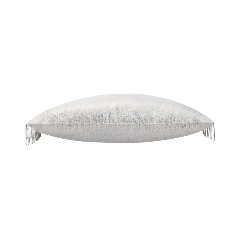 Maya Velvet Lumbar Pillow Cover & Insert, White/Silver