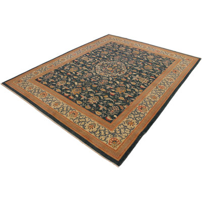 Dorn Oriental Handmade Hand-Knotted Rectangle 8' x 9'11" Wool in Teal