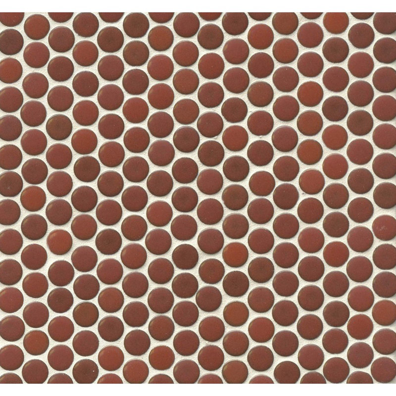 Penny Round Mosaic 3/4" Porcelain Penny Round Mosaic Wall & Floor Tile, Cardinal