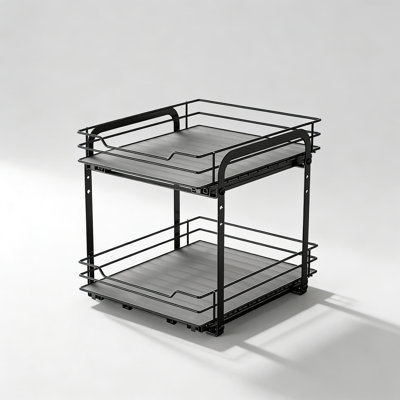 2-Tier Pull Out Spice Rack Organizer For Cabinets, Height Adjustable With Smooth Ball Bearing Slides, Heavy Duty Rust-Proof Metal Spice Storage Solution
