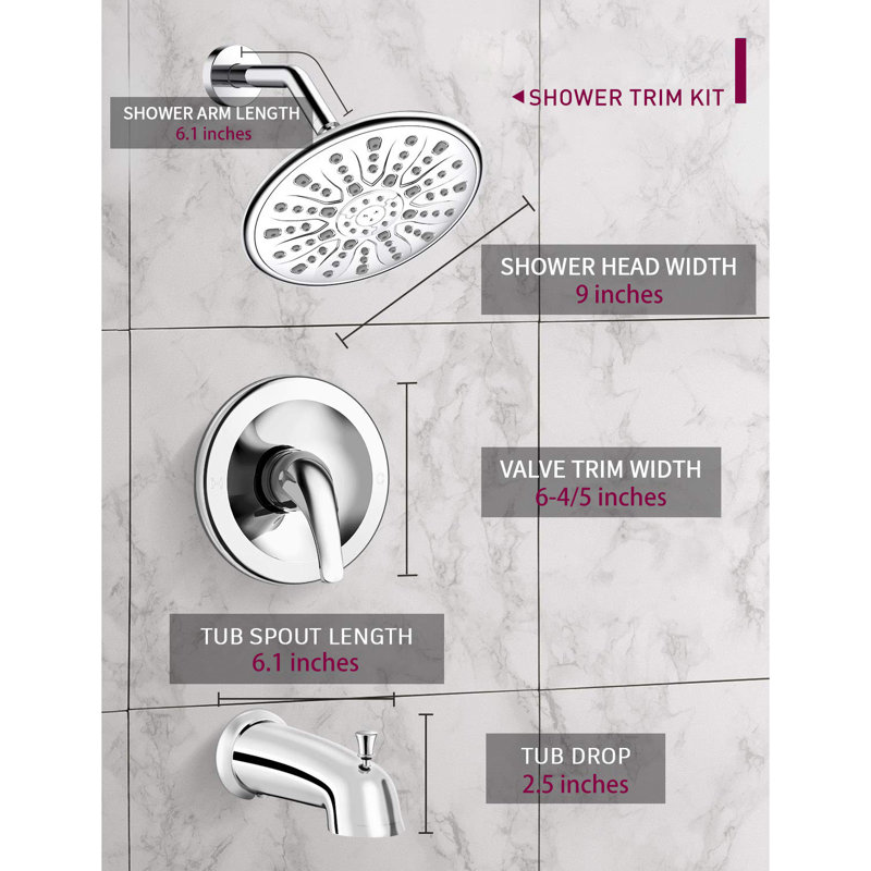 All-In-One Kit with Rough in-Valve, Chrome