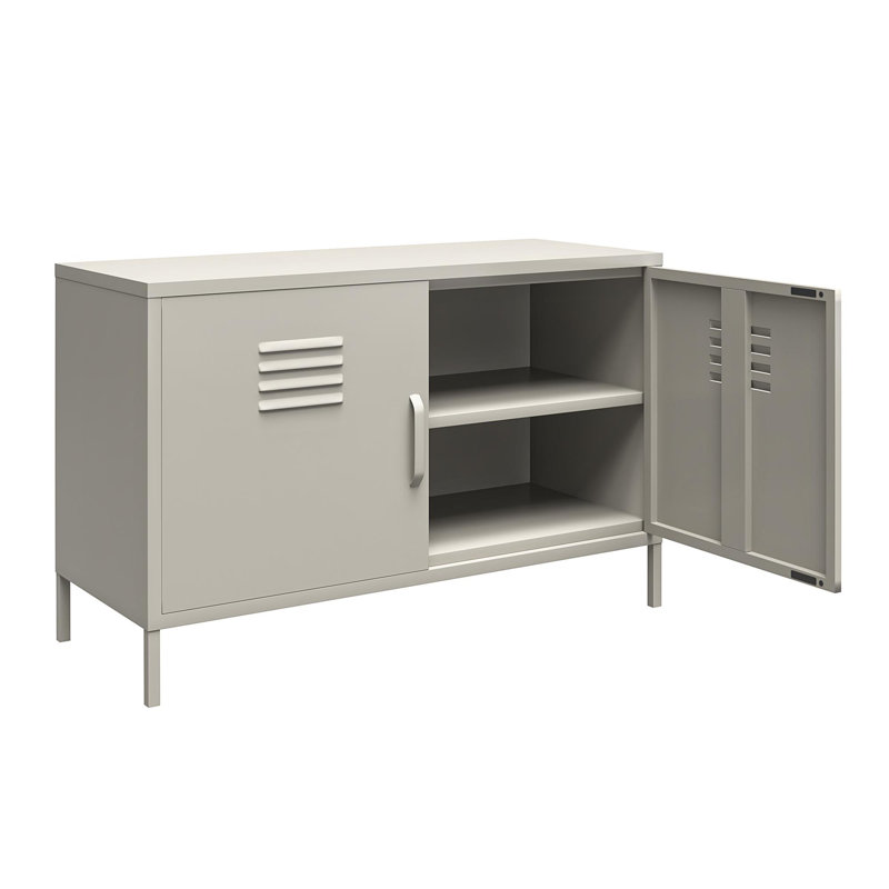 2-door metal locker accent cabinet, Taupe