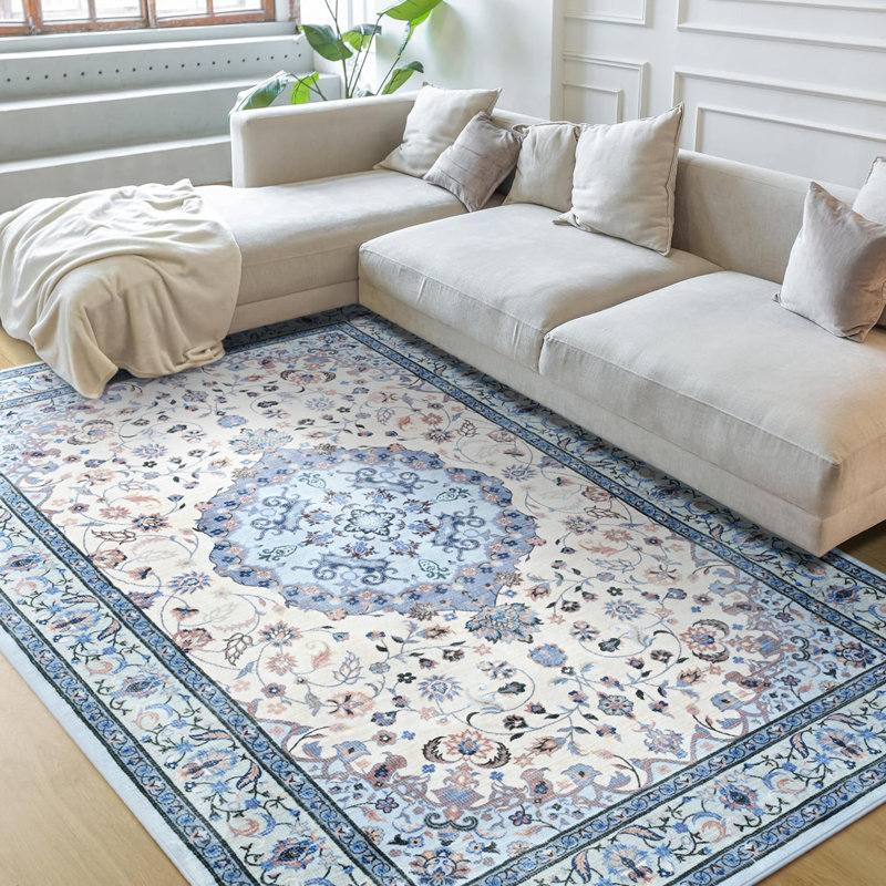 Fillender Large Oriental Floral Living Room Rug Washable Bedroom Rug Non-Slip Colorful Vintage Accent Floor Carpet For Home Decor