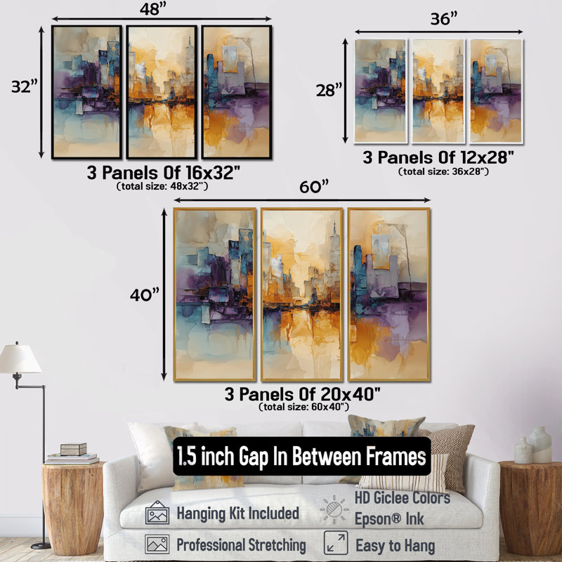 «Urban Jazz», art mural grand encre liquide - 3 panneaux, H 28 po x l 36 po, Impression encadrée sans passe-partout, Blanc