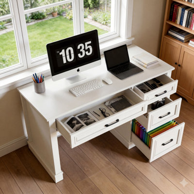 Farmhouse 47" Executive Desk With File Drawer