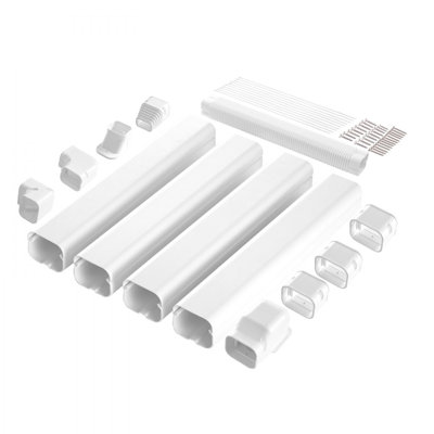 Mini Split Line Set Cover 3-inch W 17.6Ft L, PVC Decorative Pipe Line Cover For Air Conditioner with 4 Straight Ducts & Full Components Easy to Install, Paintable for Heat Pumps, White