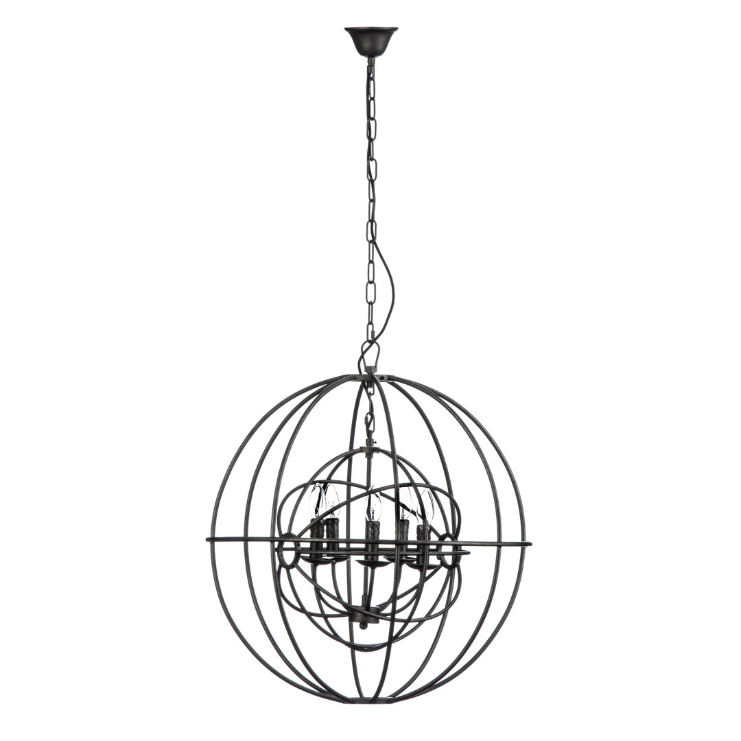 5 - Light Satin Nickel Sphere Pendant