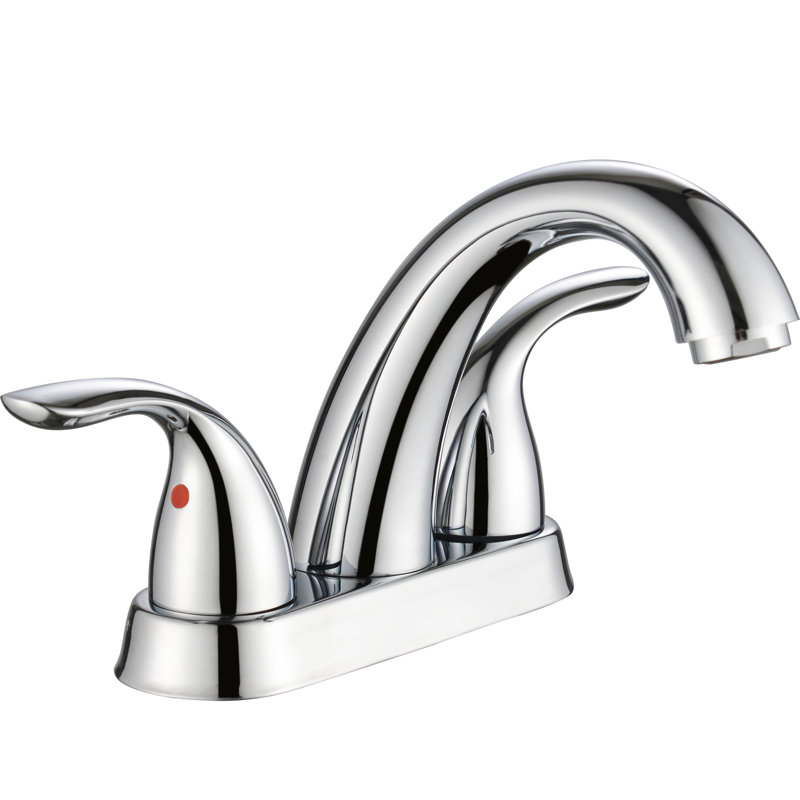 Robinet de salle de bain, 2, robinet à arc moyen 5,45 po, teinture, valve à cartouche, robinet de pont moderne, 2 poignées, acier inoxydable