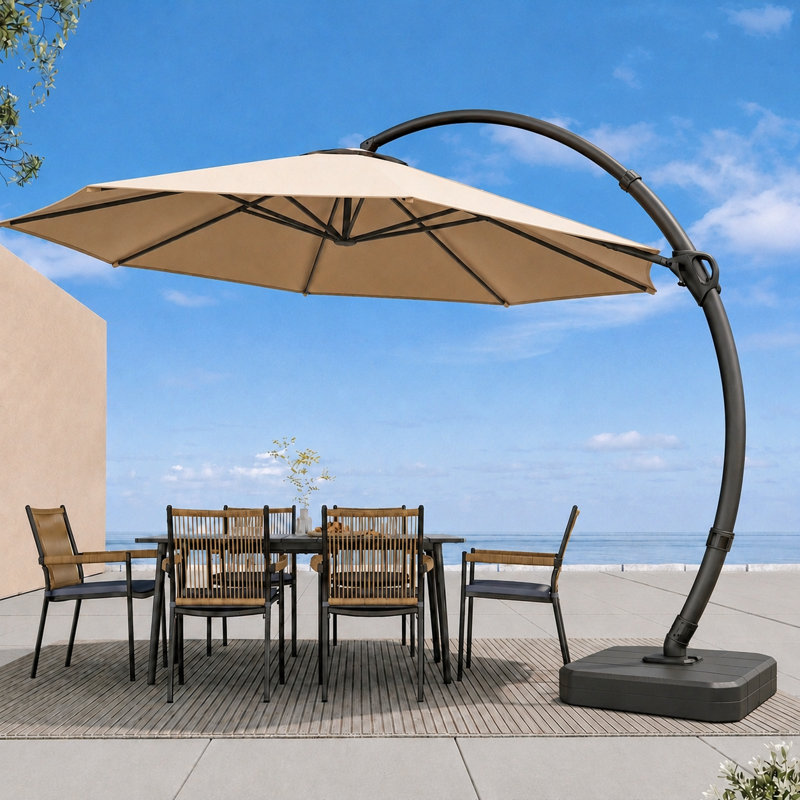 Porte-à-faux Ebonique, H 106,3 po x l 132 po x P 132 po, Plastic Base, Champagne