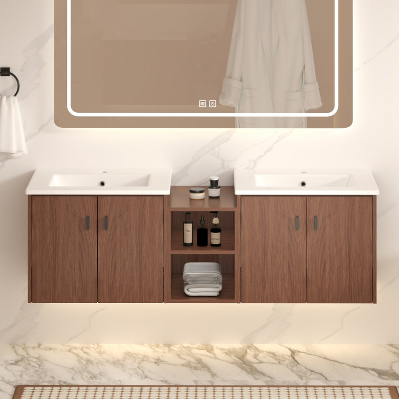 Meuble-lavabo double 60 po avec comptoir 60 po