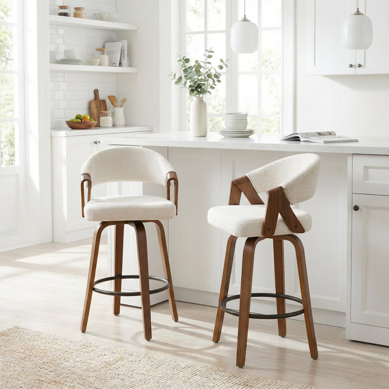 Providence Upholstered Swivel Counter Stool, Beige