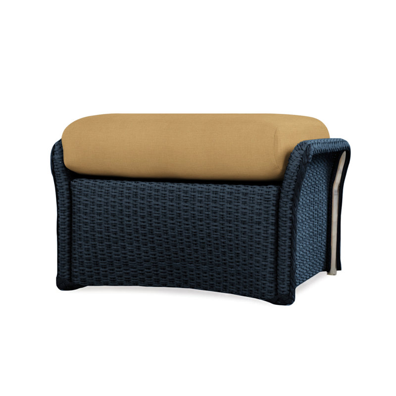 Weekend Retreat Outdoor Ottoman, Sailcloth Salt, Ebony