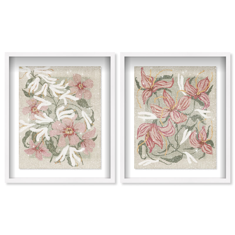 Lilies Flower Set Set by Oliver Gal, 31.5" H x 25.5" W, White Shadowbox