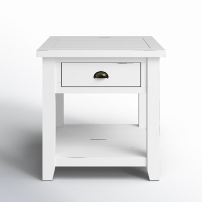 Castile Solid Wood End Table with Storage