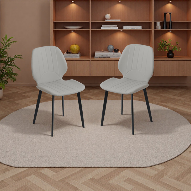 Chaise de salle à manger moderne avec pieds en métal noir et gris - 2 pièces