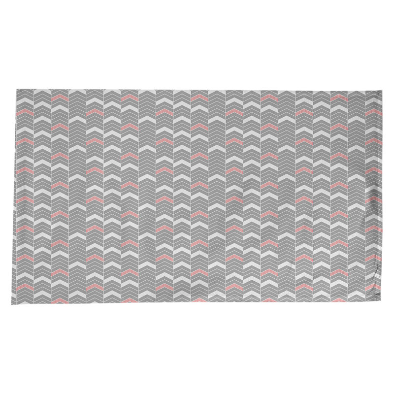 Nappe à chevrons à traits Stephenie, Gris / rouge / blanc