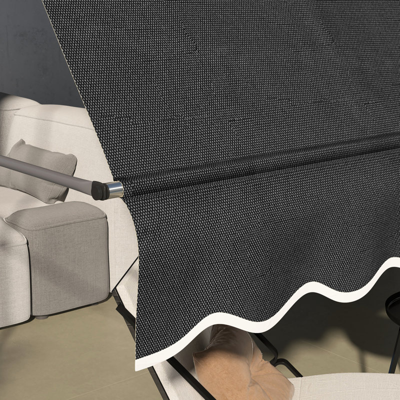 Auvent de patio pour terrasse, autoportant avec protection de 118 po, pour terrasse, porche, fenêtre, porte, auvent de terrasse noir et support de poteau réglable