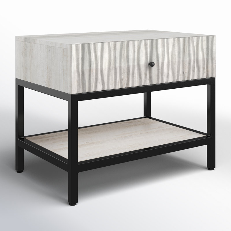 Oldham 1 - Drawer Metal in White/Black