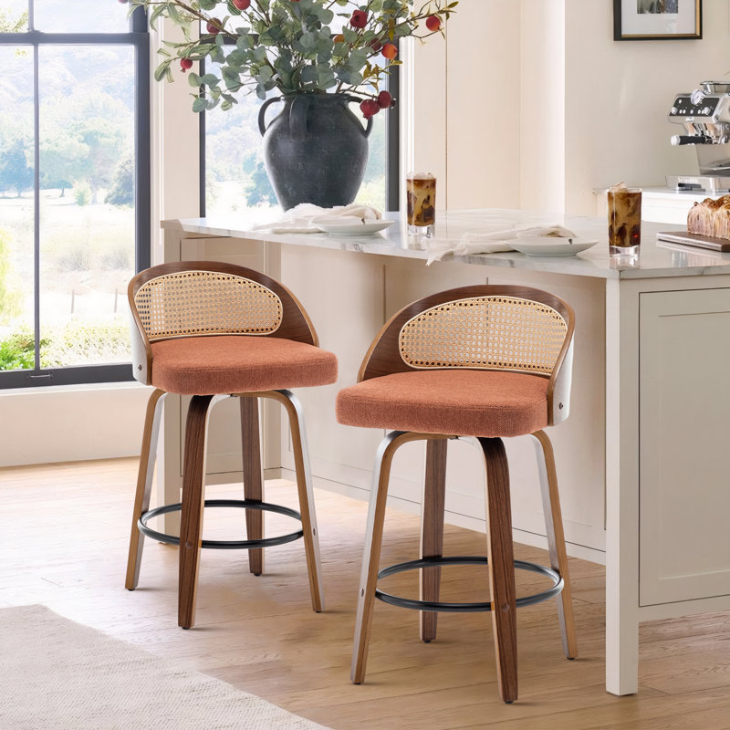 Leeana Swivel Bar Stool, Counter Stool (63.5cm Seat Height), Orange