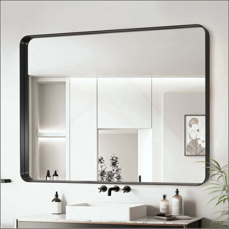 Miroir de salle de bain, Noir, Rectangulaire, 30 po x 40 po