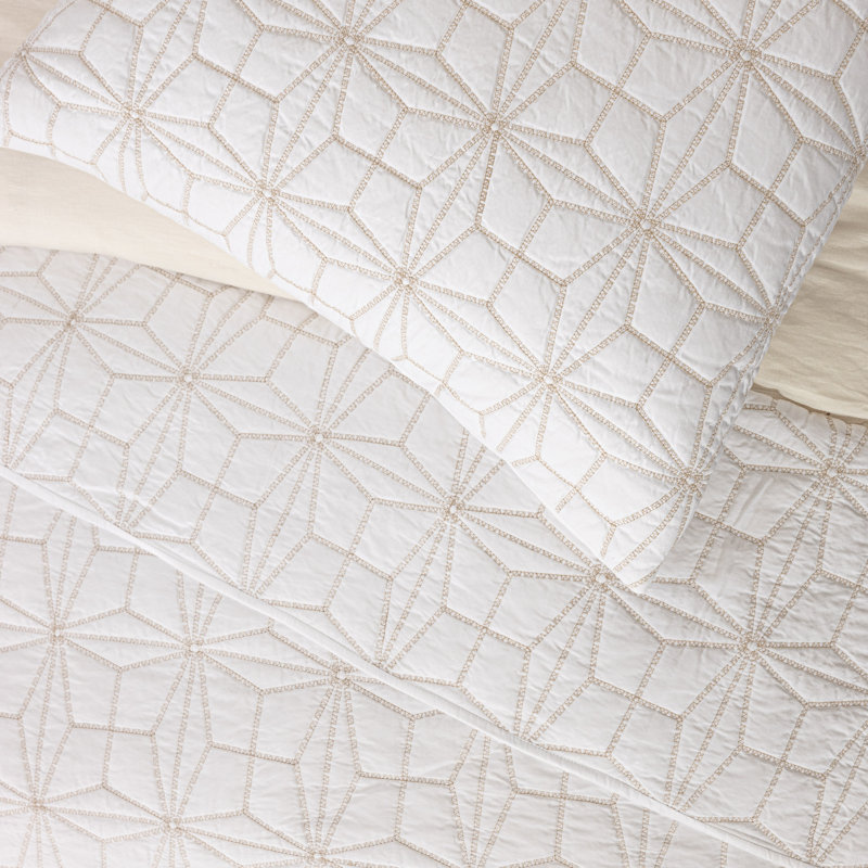 Taie d'oreiller Valeria, blanche/naturel, standard, King Sham