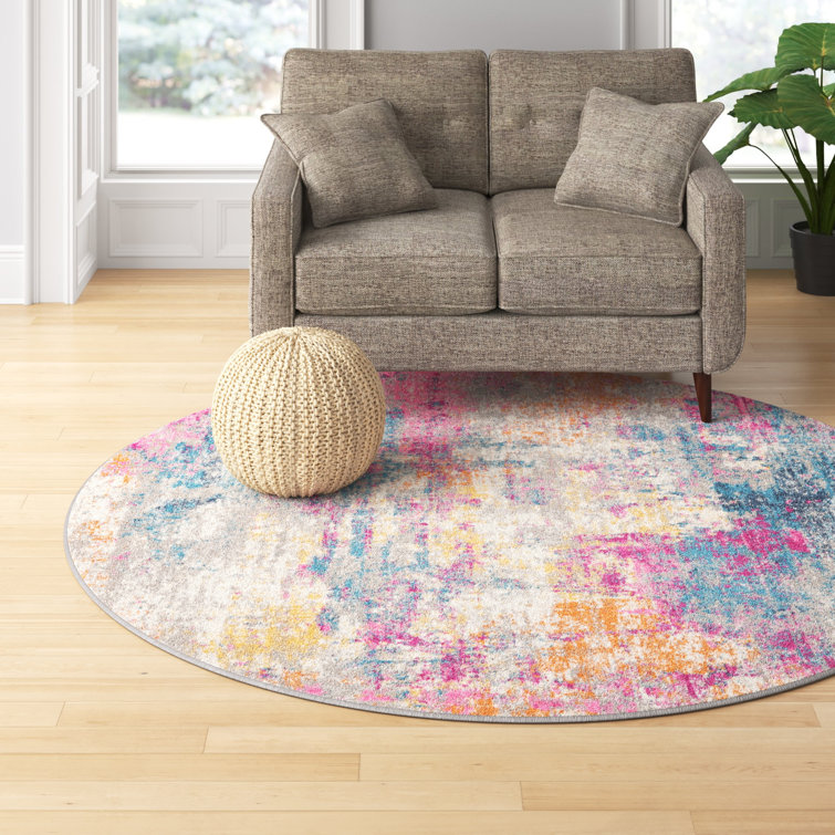 Abbate Abstract Pink/Blue/Orange/Ivory Area Rug