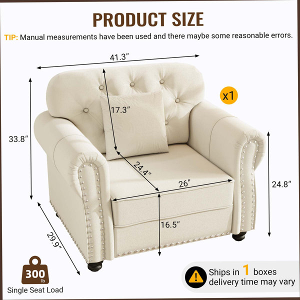Ebern Designs 41.3"Upholstered Velvet Sofa With Nailhead Trim And ...