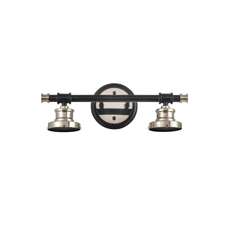Mederos - 2 lumières - 16 po - Nickel poli noir - Éclairage pour meuble-lavabo, H 10,5 po x l 16,25 po x P 7,5 po