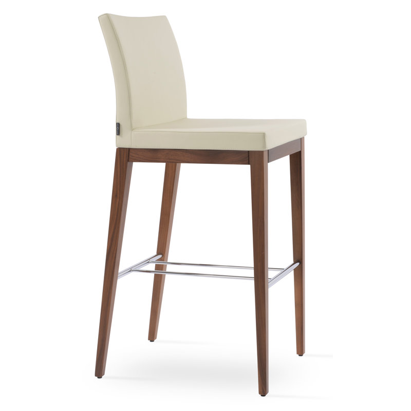 Tabouret de comptoir en bois massif 24 po Aria, PPM - Crème, Noyer