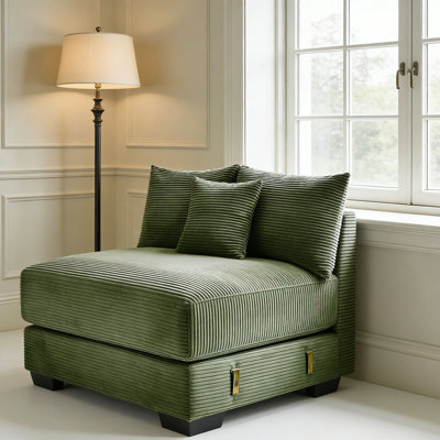 Chaise rembourrée de 34 po de hauteur avec dossier rembourré et module sans accoudoir pour canapé modulaire