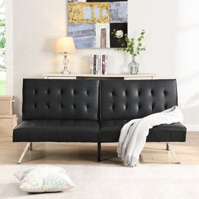 Black Leather Bed For Various Settings, Easy To Store, 650Lbs Weight Capacity, 67.37In D, 31.8In W, 32.34In H With User- Storage, Limit,