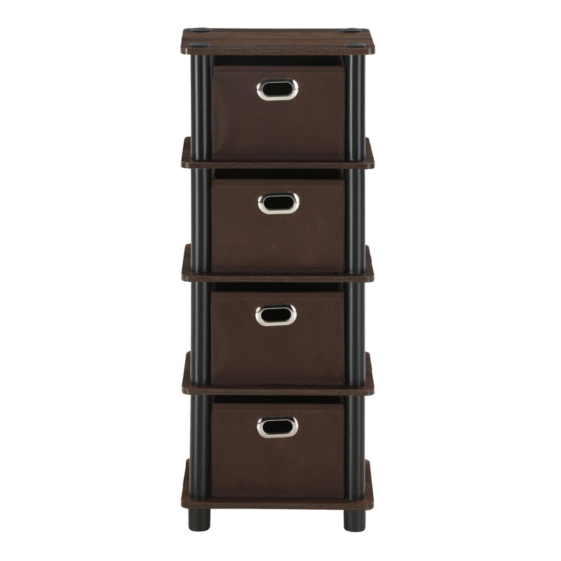 Daanyal 73.2cm H x 28.7cm W Cube Bookcase, Columbia Walnut/Black/Dark Brown