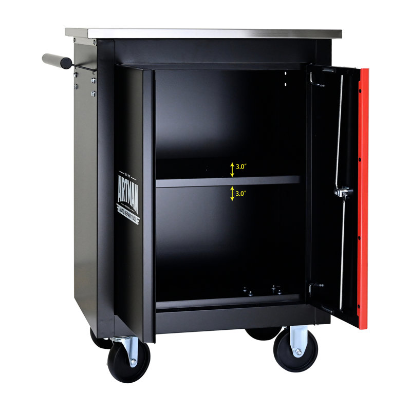 Multicolore thermolaqué avec frein - Comptoir de rangement en acier inoxydable noir et rouge