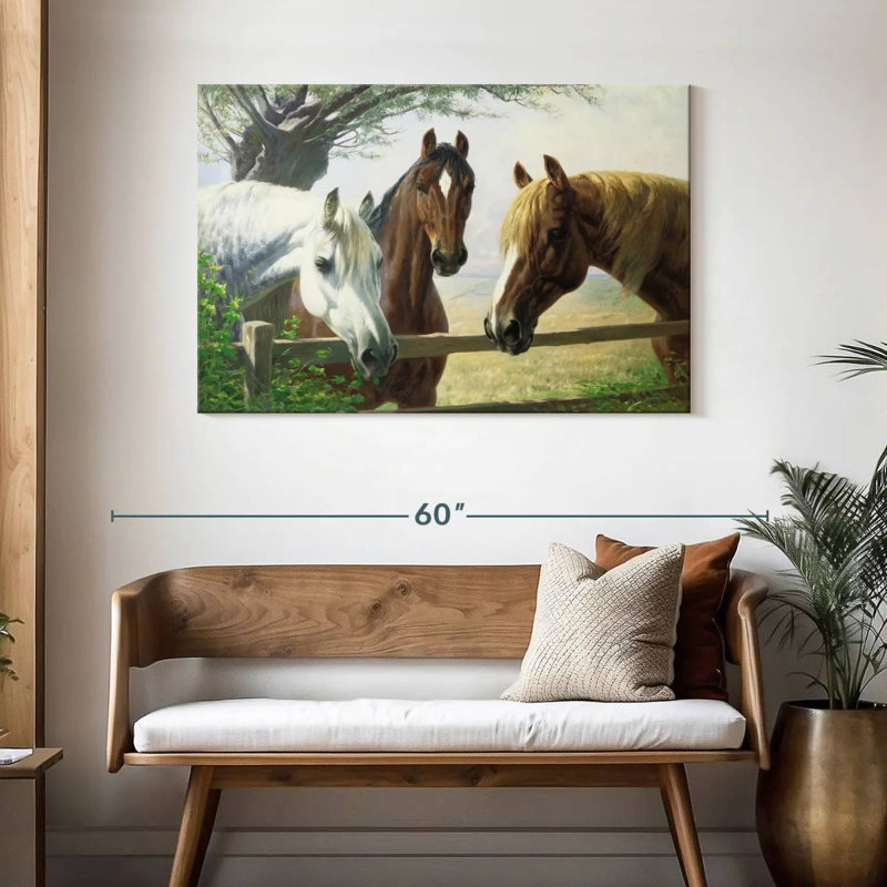 Old Friends Horses, H 30 po x l 45 po