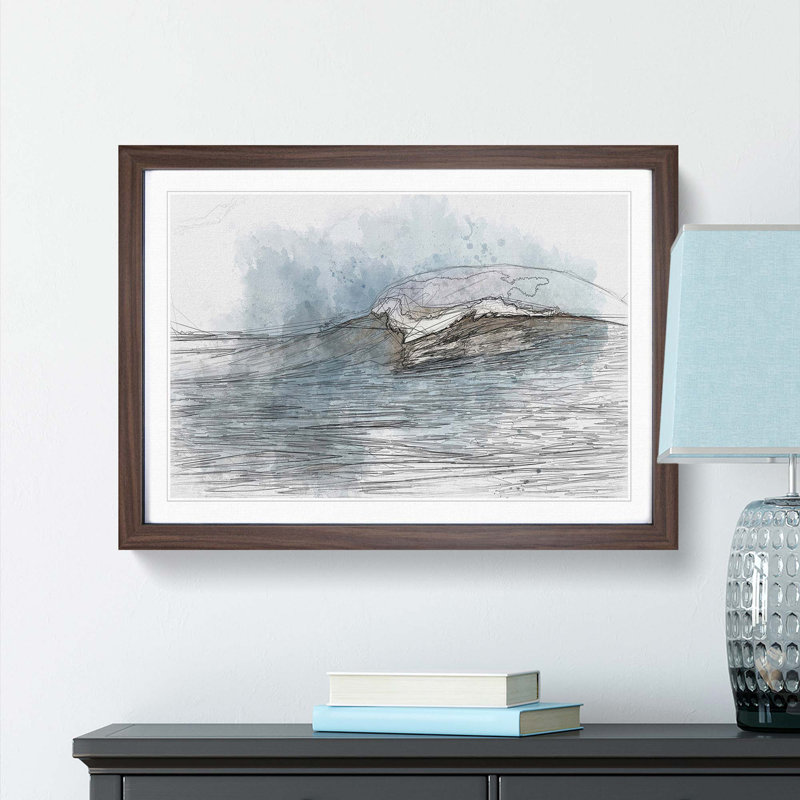 Wave Rising in Abstract - Picture Frame Graphic Art Print, Walnut, 40cm H x 60cm W x 2cm D